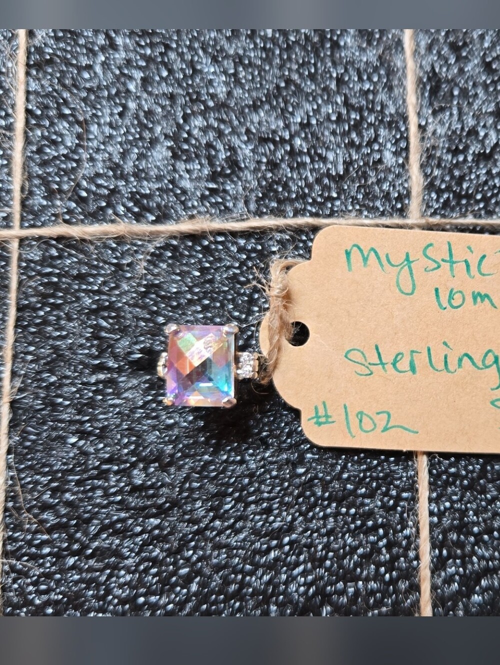 Mystic Topaz Sterling Silver Square Sz 6 Ring Iridescent